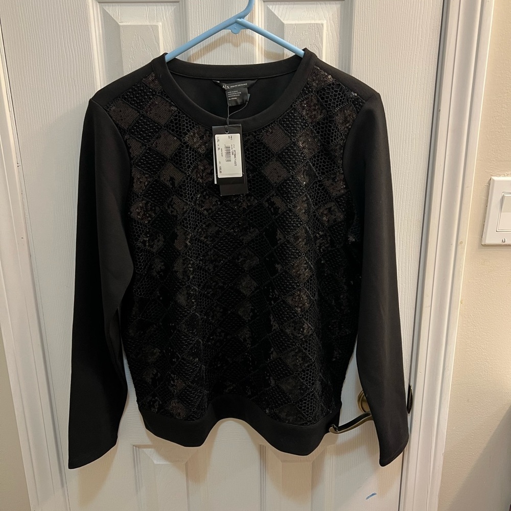 Armani Exchange Black Sequin Women’s Sweatshirt